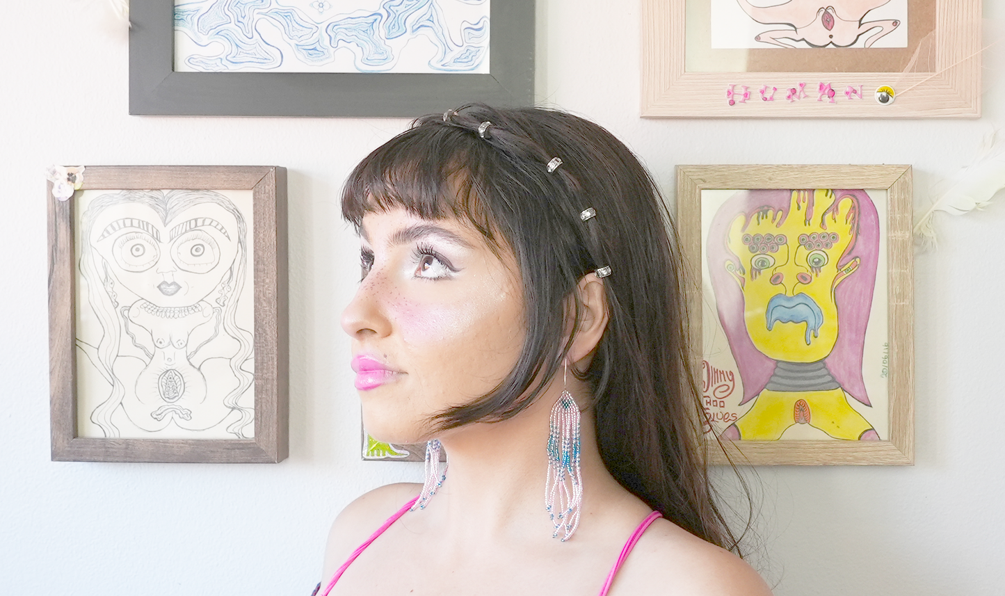 Sacred Blue Crystal Heart Earring