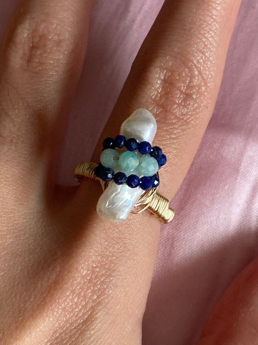 Freshwater Pearl, Lapis Lazulis and Amazonite